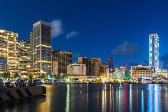 Zaitunay Bay Skyline at Night Skyline of Beirut from Zaitunay Bay
