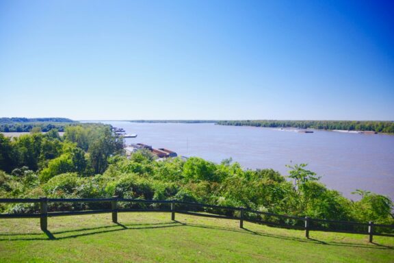 A view of the Mississippi River from a park in Clinton, Kentucky.