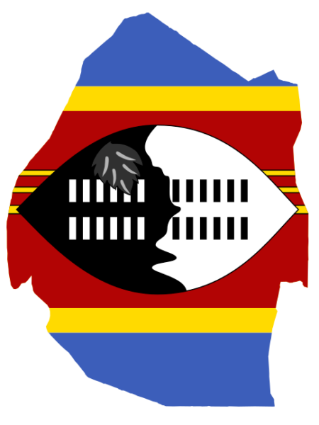 Map outline of Eswatini with the country's flag overlaying it.