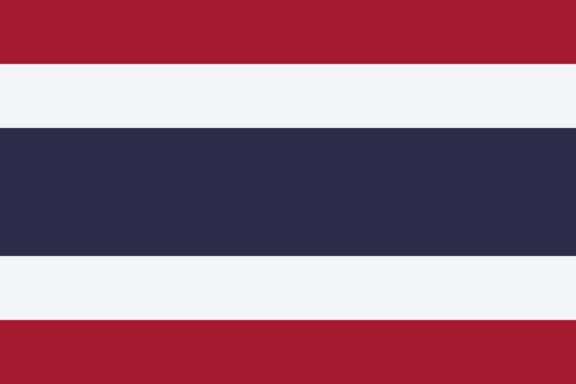 Flag of Thailand with horizontal stripes in red, white, and blue.