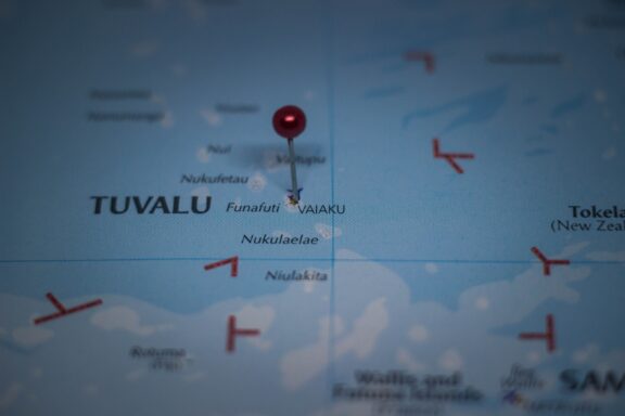 Map Pinpointing Tuvalu Location Location of Funafuti, the capital Atoll of Tuvalu
