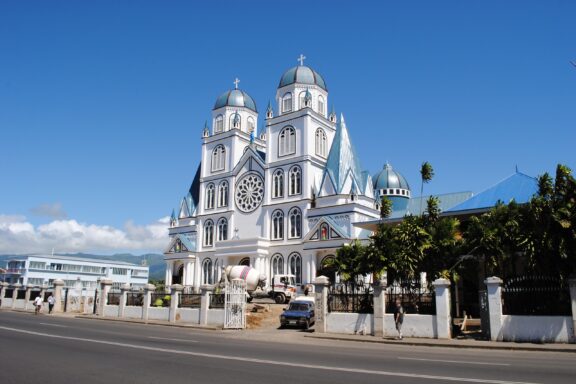 Cathedral Architecture Under Blue Sky Immaculate Conception of Mary Cathedral in Apia