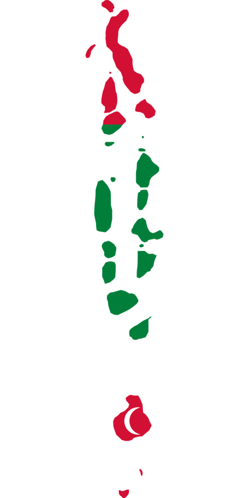 Map of the Maldives with the national flag overlay.