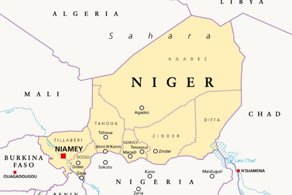 Niamey, marked as the capital on the map of Niger