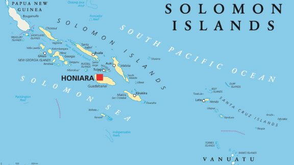 Map of Solomon Islands Honiara, marked as the capital of the Solomon Islands