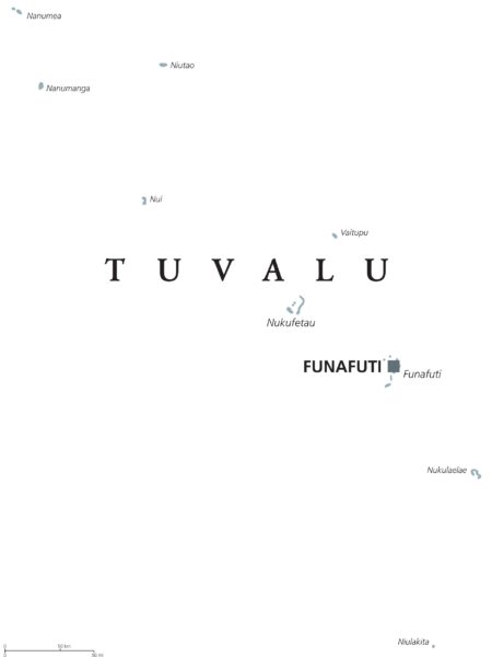 Map of Tuvalu Funafuti, marked as the capital of Tuvalu