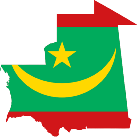 Map of Mauritania with the national flag overlay.