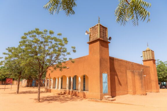 Desert Mosque with Minarets Mosquée Cité Caisse, one of the prominent religious sites in Niamey