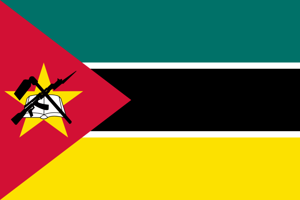 The flag of Mozambique, adopted in 1983