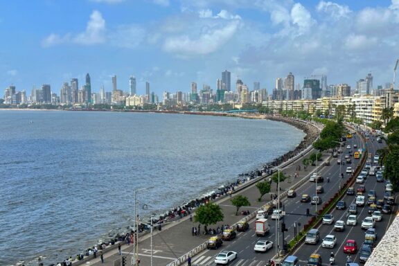 A view of Mumbai, India’s Marine Drive along the Arabian Sea coastline.