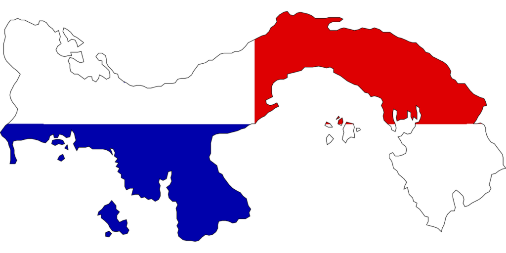 Map of Panama with the Panamanian flag overlay.