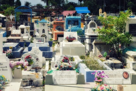Colorful Cemetery in Daylight Santa Cruz Cemetery, known as the site of the 1991 Santa Cruz Massacre