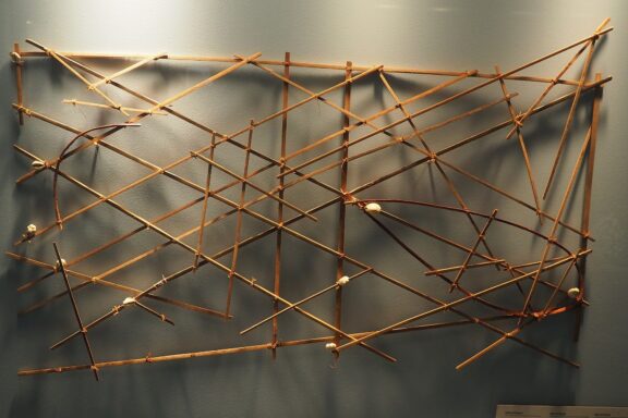 Stick Chart Navigation Tool Stick-Chart from Majuro, an ancient maritime navigational tool
