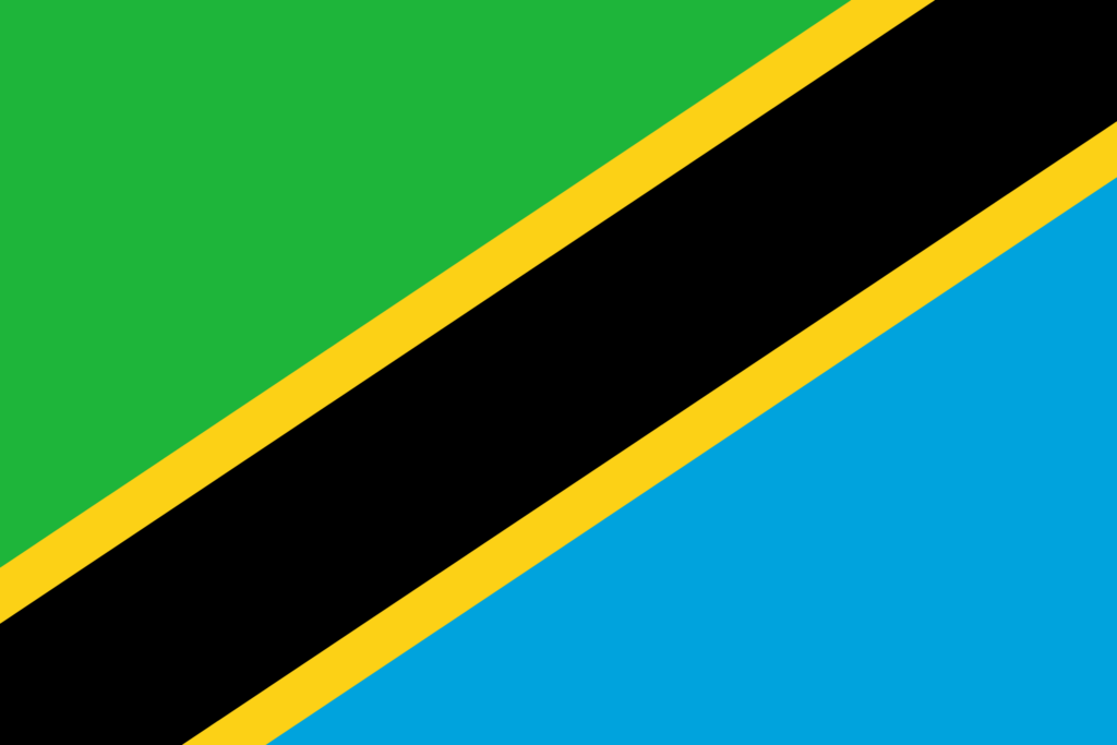 Flag of Tanzania, featuring a similar color scheme and diagonal design to Namibia