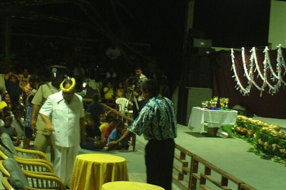 Ceremony or Event with Attendees and Dignitaries Locals from Yaren during a celebration