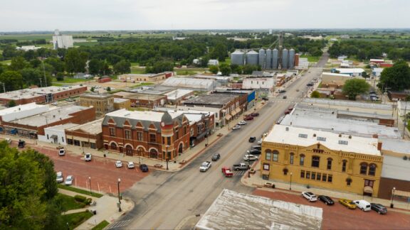 An aerial view of Hiawatha, Kansas, the seat of Brown County.