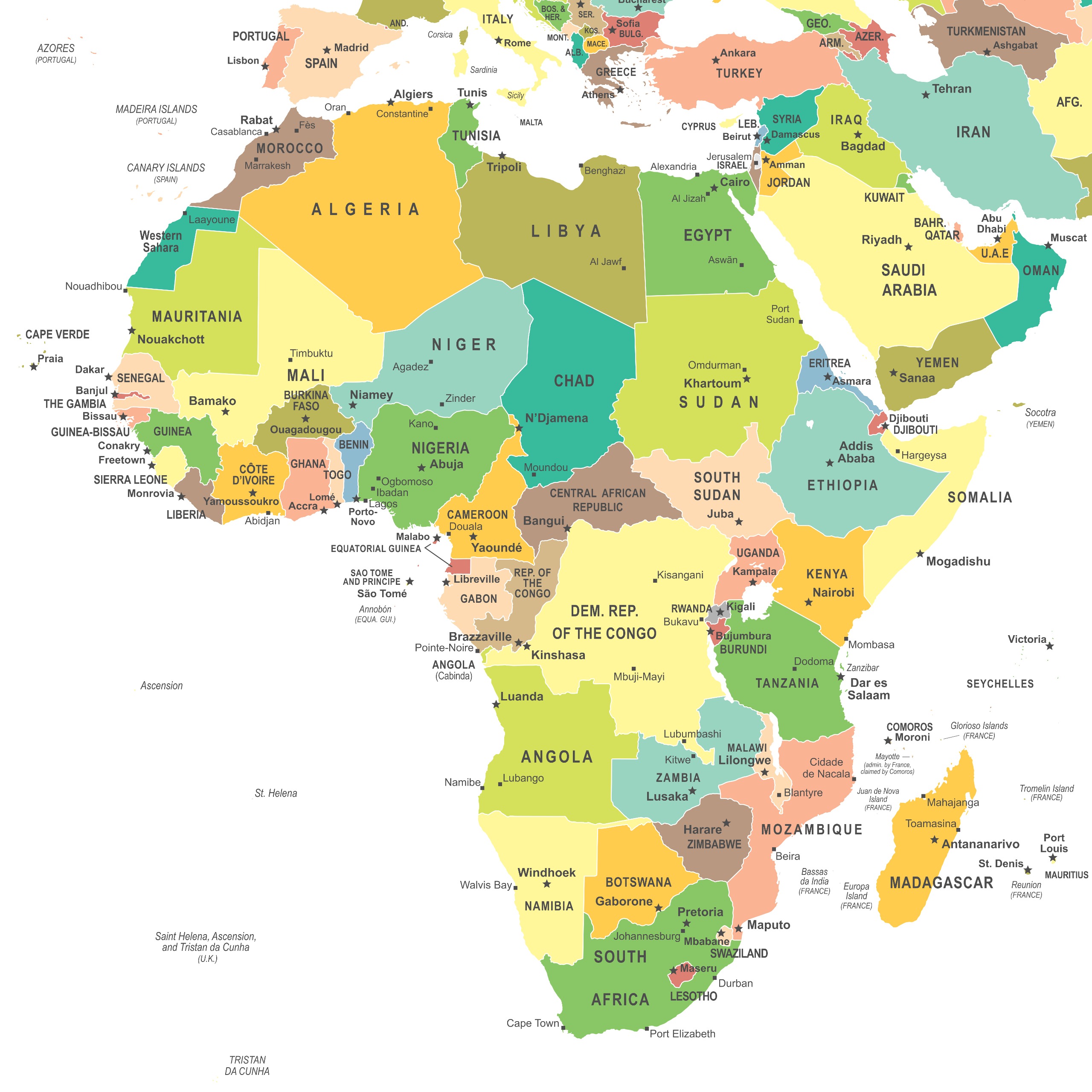 Africa Map Capital Cities Large Detailed Political Map Of Africa With Africa Map Capital Cities Large Detailed Political Map Of Africa With