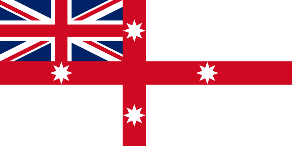 Flag of Australia with Union Jack and six white stars on a blue and red background.