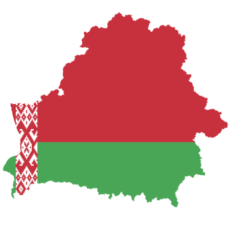 Map of Belarus with the national flag overlay.