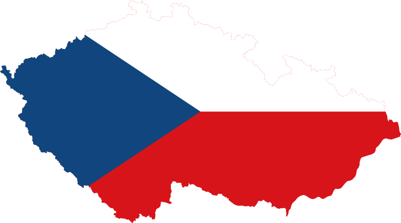 Map of the Czech Republic with the national flag overlay.