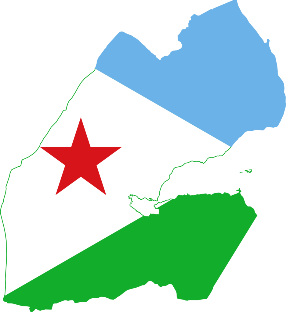 Map of Djibouti with the national flag overlay.