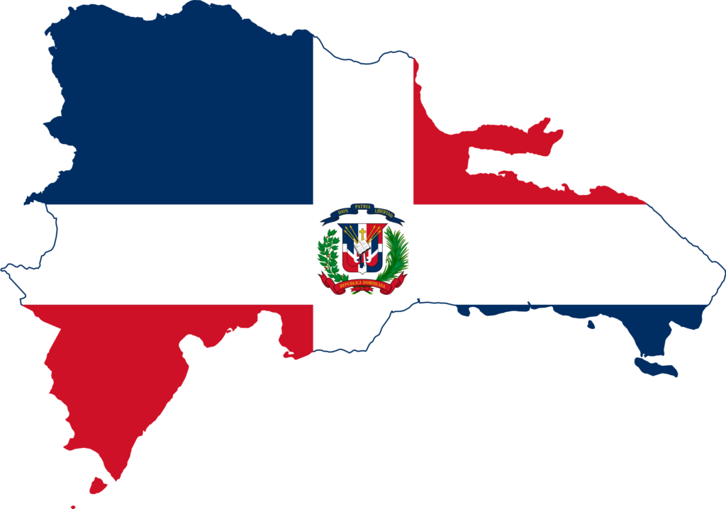 Map of the Dominican Republic with the national flag overlay.