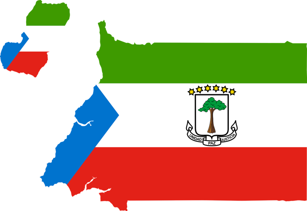 Map of Equatorial Guinea shaped with the design of its national flag.