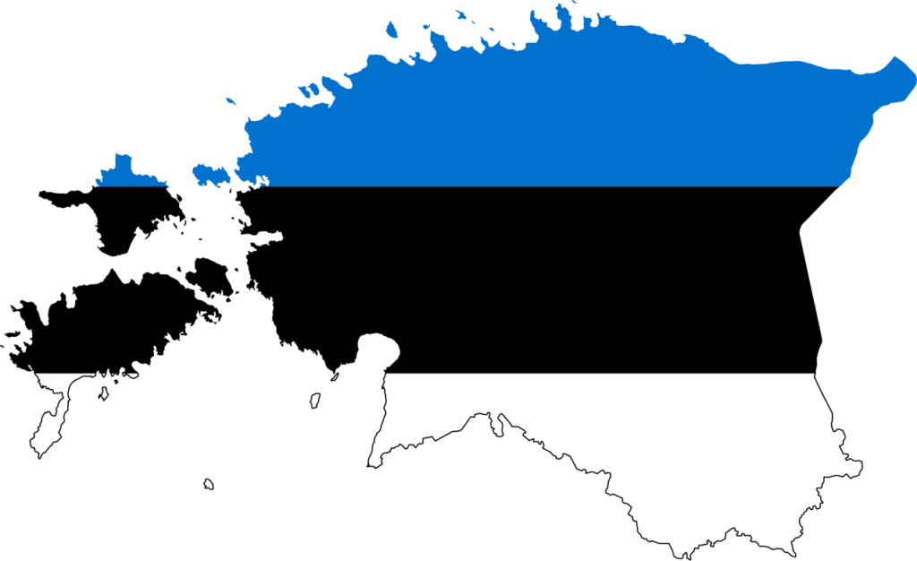 Map of Estonia with the national flag overlay.