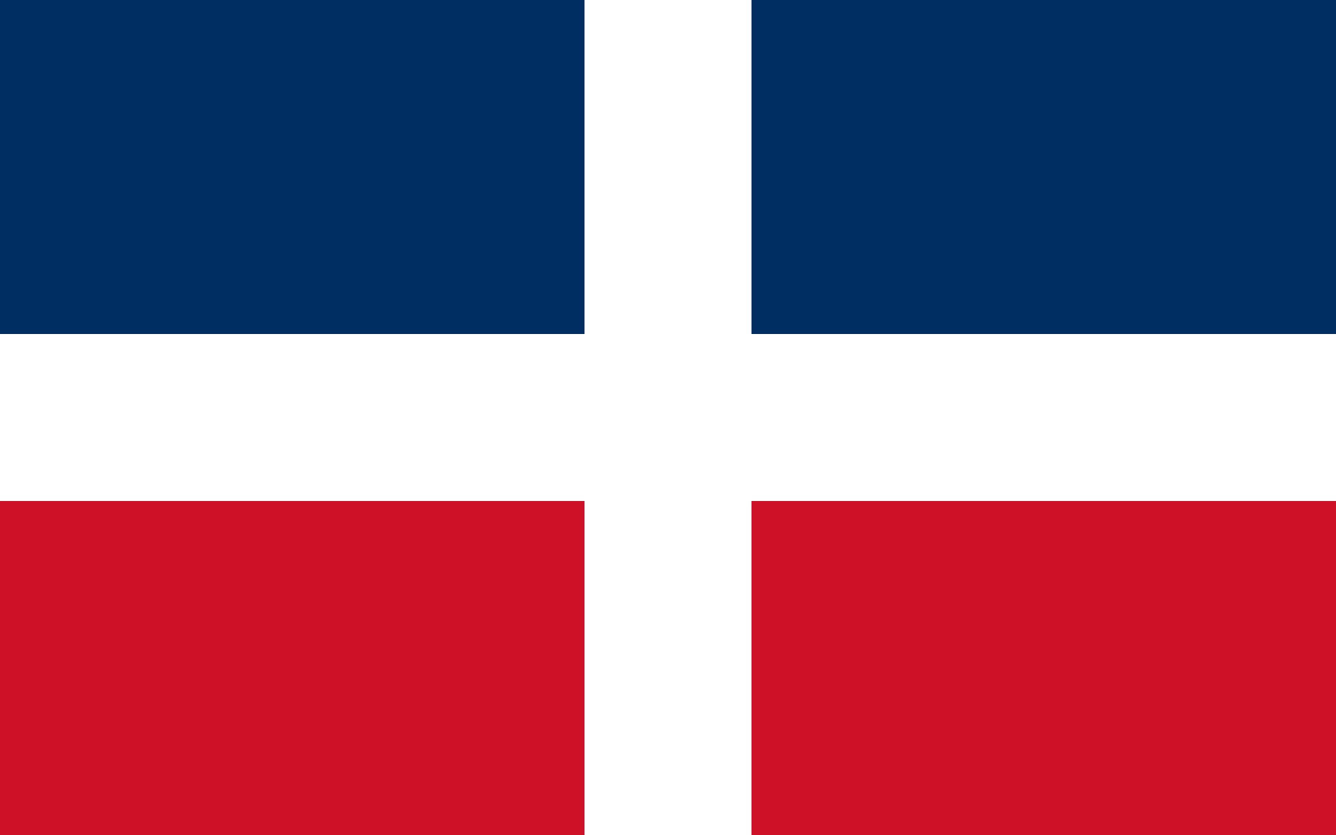 A flag with a white cross dividing it into four rectangles: blue on the top left and bottom right, and red on the top right and bottom left.