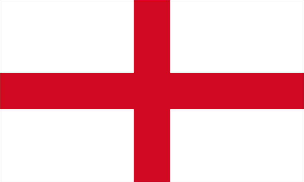 Flag of England featuring a red cross on a white background.