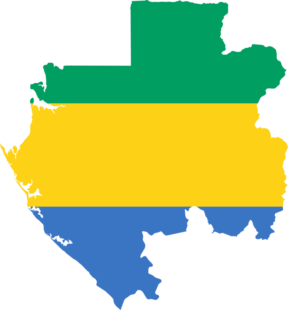 Map of Gabon with the national flag overlay.