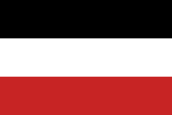 Horizontal tricolor flag with black, white, and red stripes.