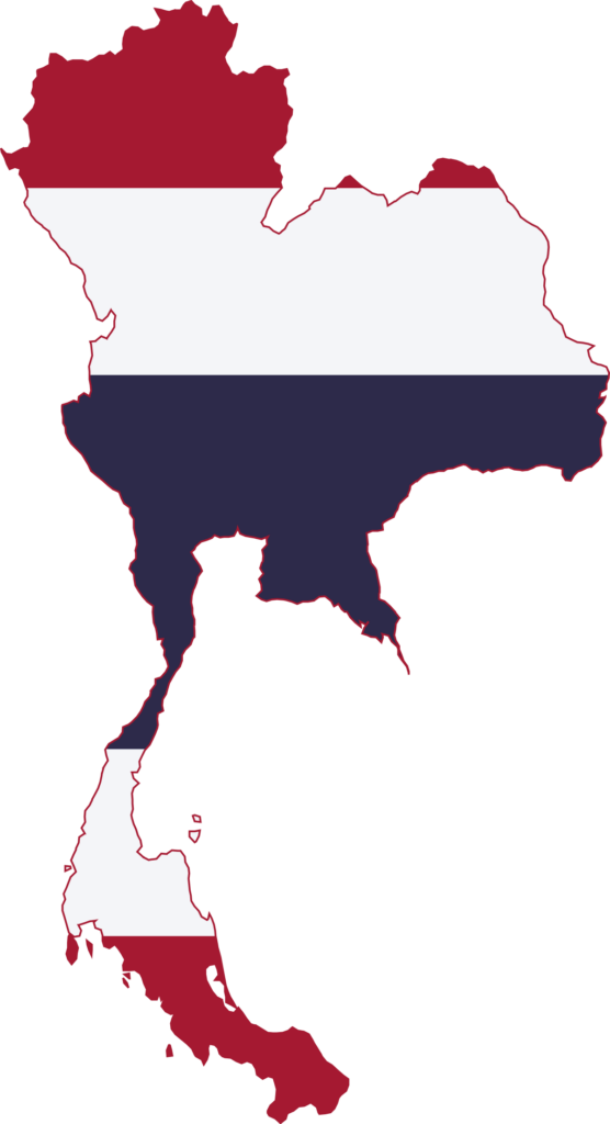 Map of Thailand with the Thai flag overlay.