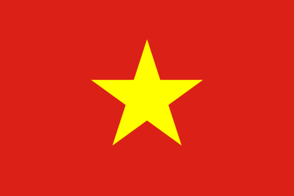 Flag of Vietnam with a red background and a large yellow star in the center.