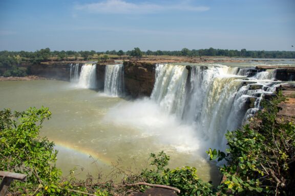 A view of Chitrakote Waterfalls on a clear day in Chhattisgarh.