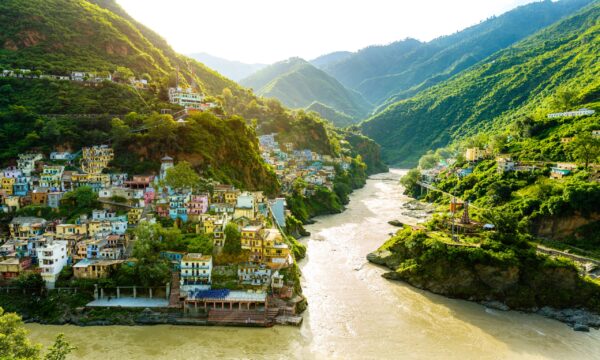 Two rivers join at Devprayag in Uttarakhand to form the Ganges.