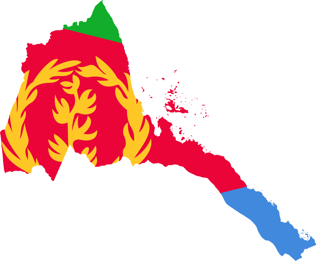 Map of Eritrea with the national flag overlay.