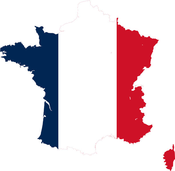 Map of France with the French flag overlay.