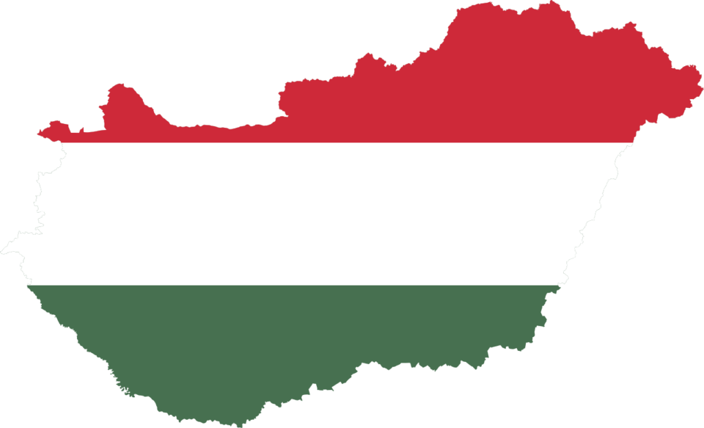 Map of Hungary with the national flag overlay.