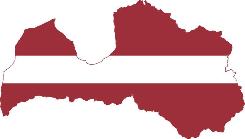 Map of Latvia with the Latvian flag overlay.