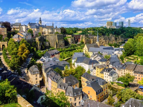 An aerial view of the city in Luxembourg, the richest country in Europe.