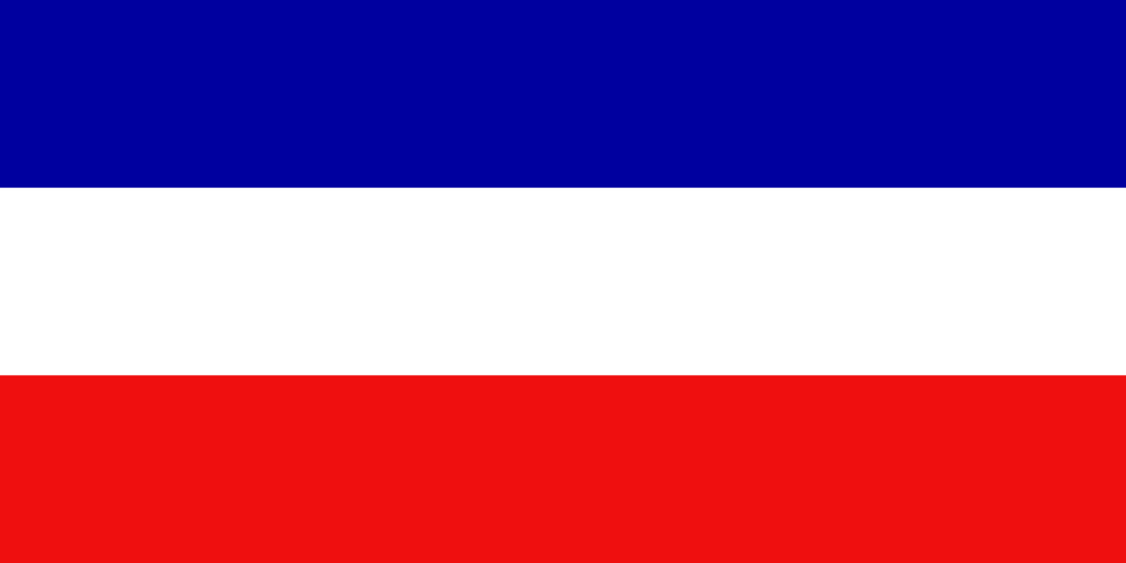 Horizontal tricolor flag with blue, white, and red stripes.