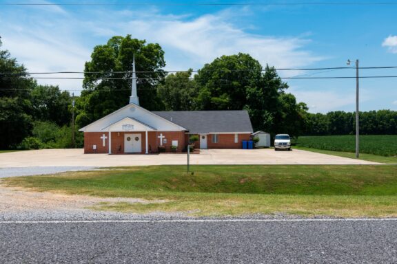 A small church sits near the road in Mississippi’s Issaquena County.