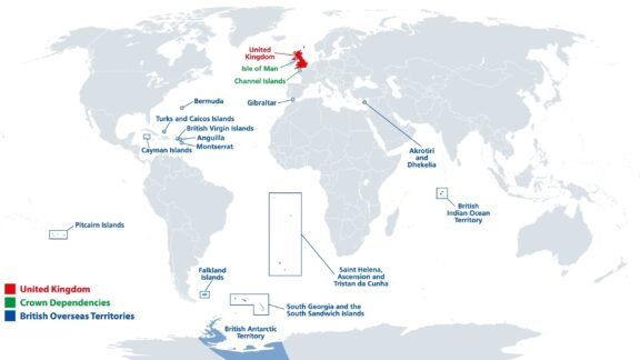 United kingdom british overseas territories and crown dependencies political map