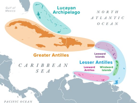 Island groups of the west indies political map subregion of