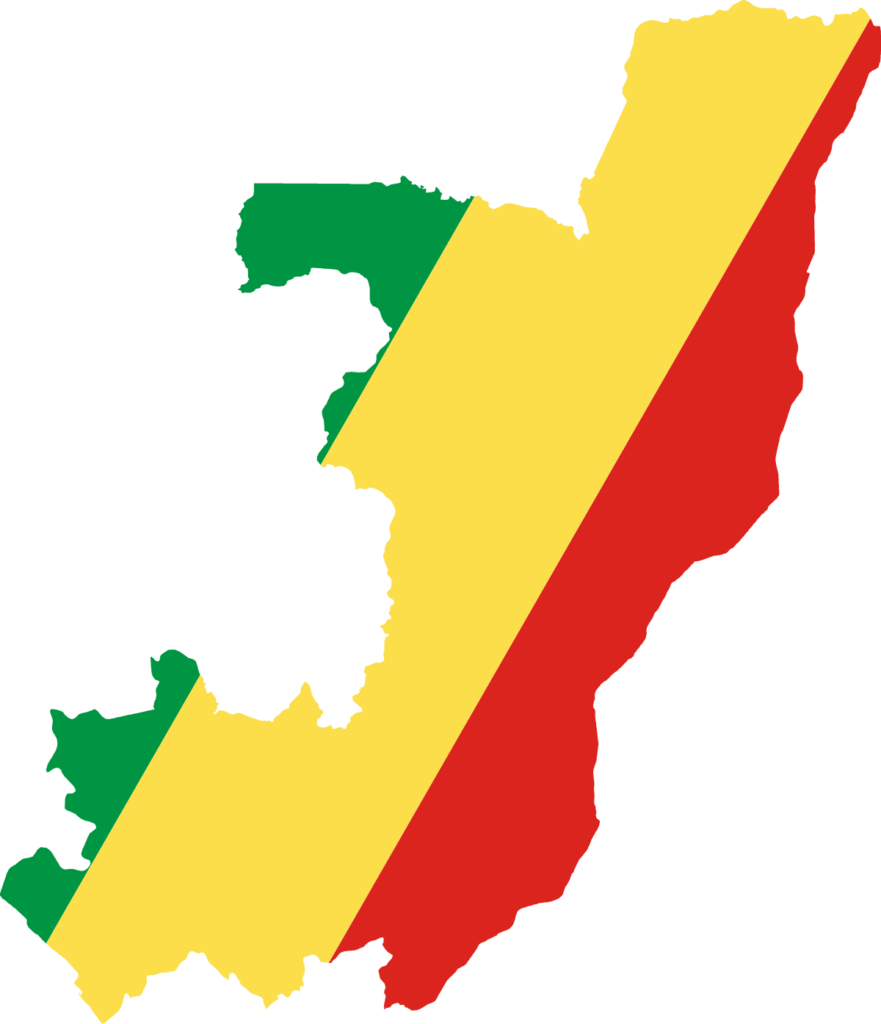 Map of the Congo with the national flag overlay.