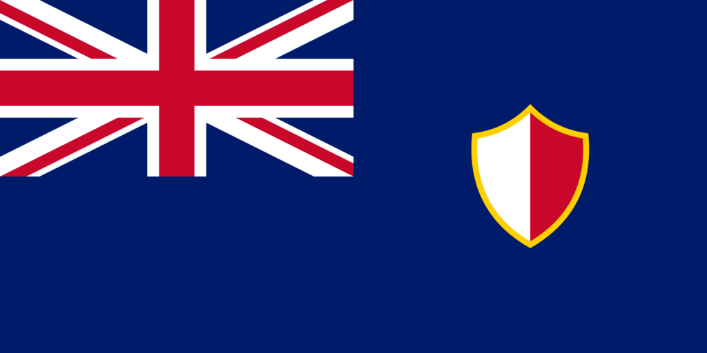 Flag of the Crown Colony of Malta featuring a blue field with a Union Jack in the canton and a red and white shield in the fly.