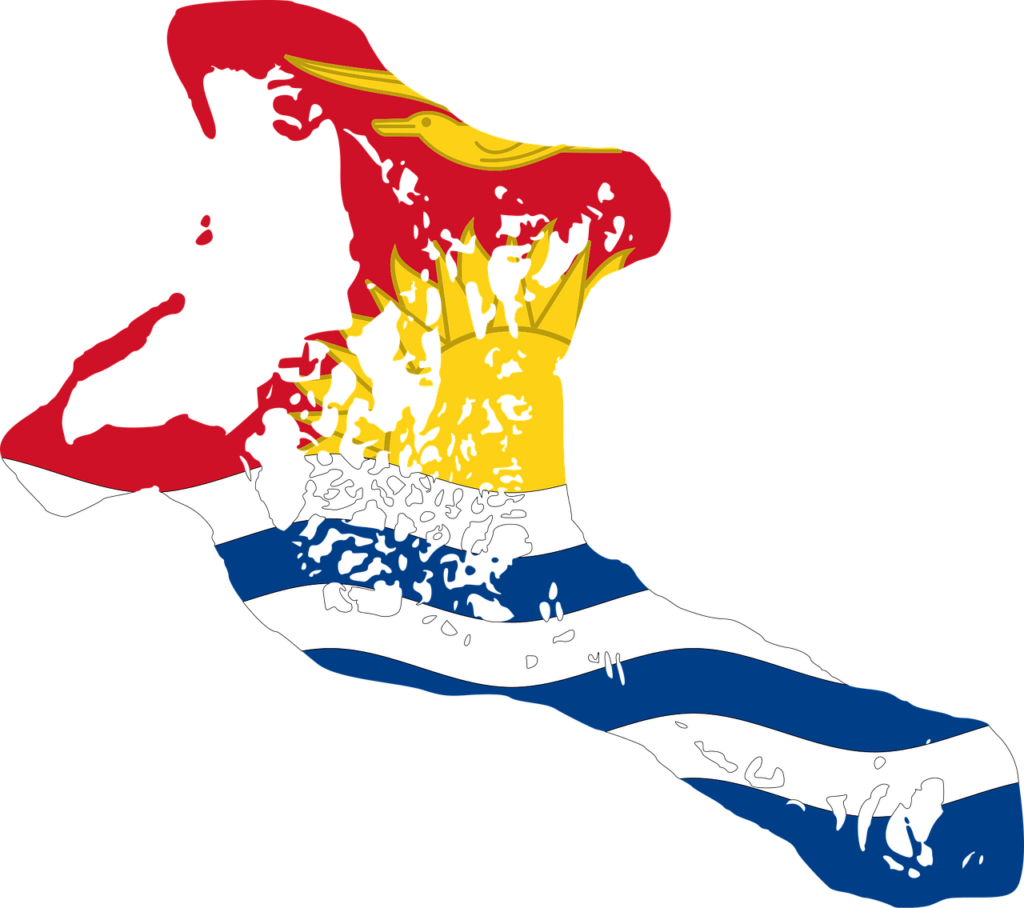 Flag map of Kiribati with the national flag overlaying the country's outline.