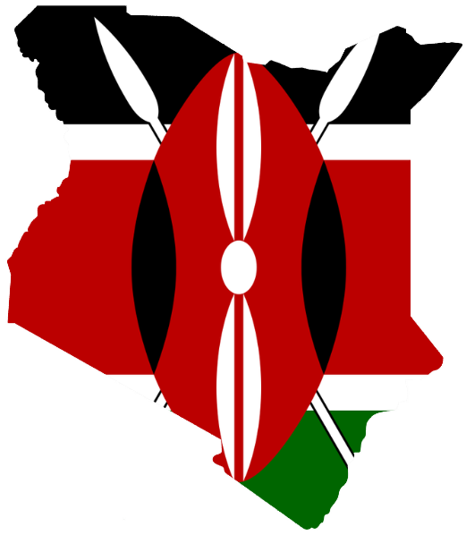 Flag map of Kenya with the country's flag superimposed on its geographic outline.