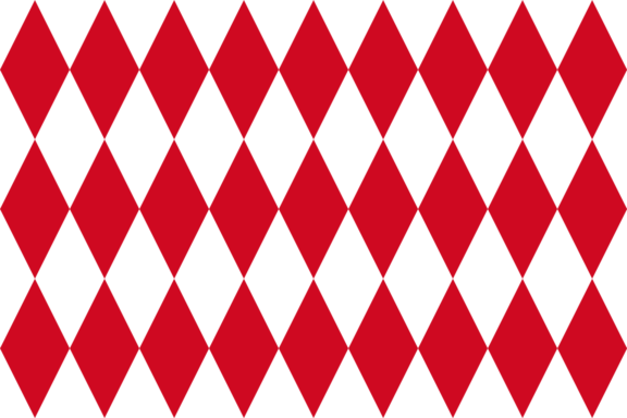 A pattern of red and white diamonds arranged in rows on a flag.